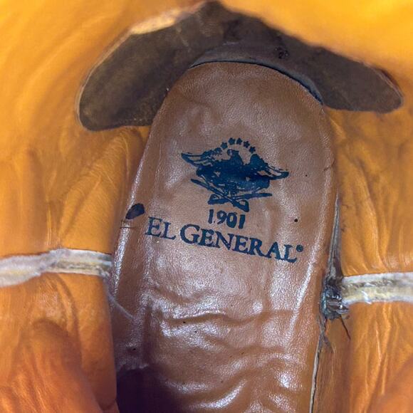 VTG 90s y2k men\'s exotic gator‎ patch 1901 El General tall leather western boots